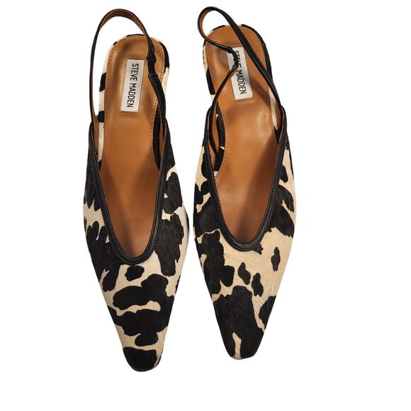 NEW Steve Madden Haleigh slingback pump in black/white calf hair size 10 - Picture 2 of 8